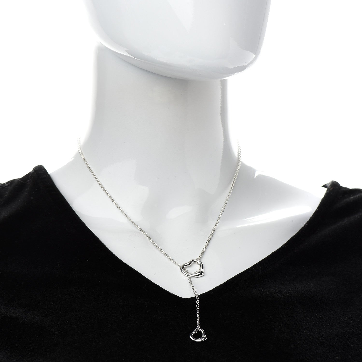 Tiffany Sterling Silver Elsa Peretti Open Heart Lariat Necklace 2 of 6