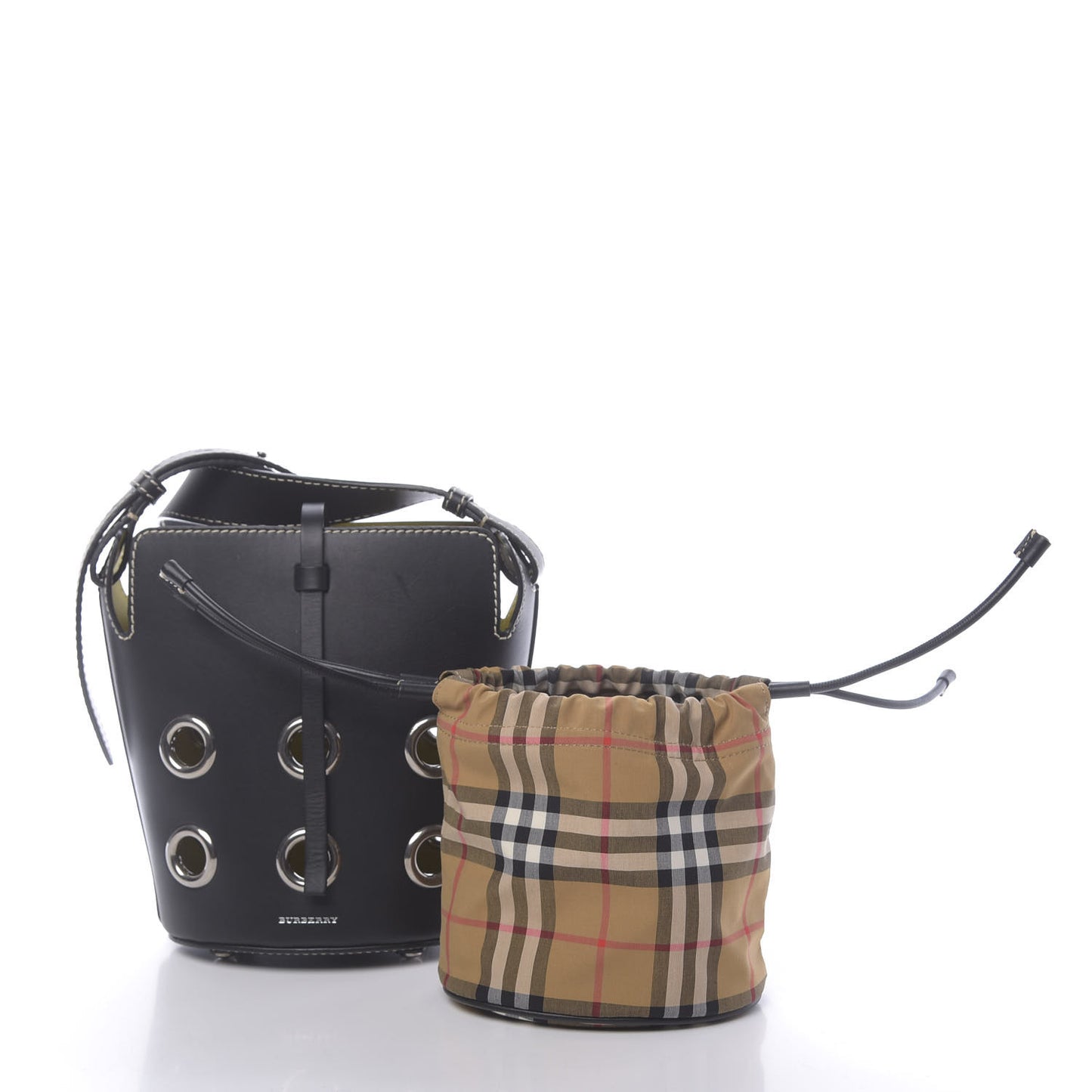 Calfskin Grommet Mini Bucket Bag Black