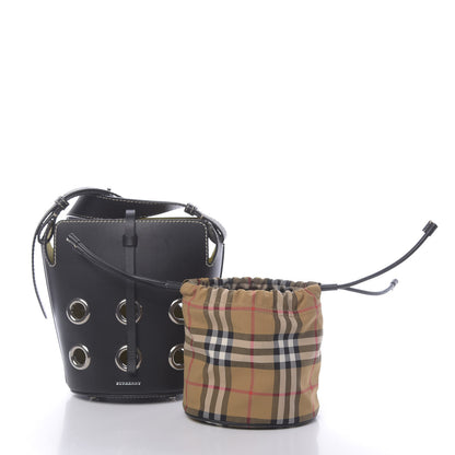 Burberry Calfskin Grommet Mini Bucket Bag Black 3 of 14