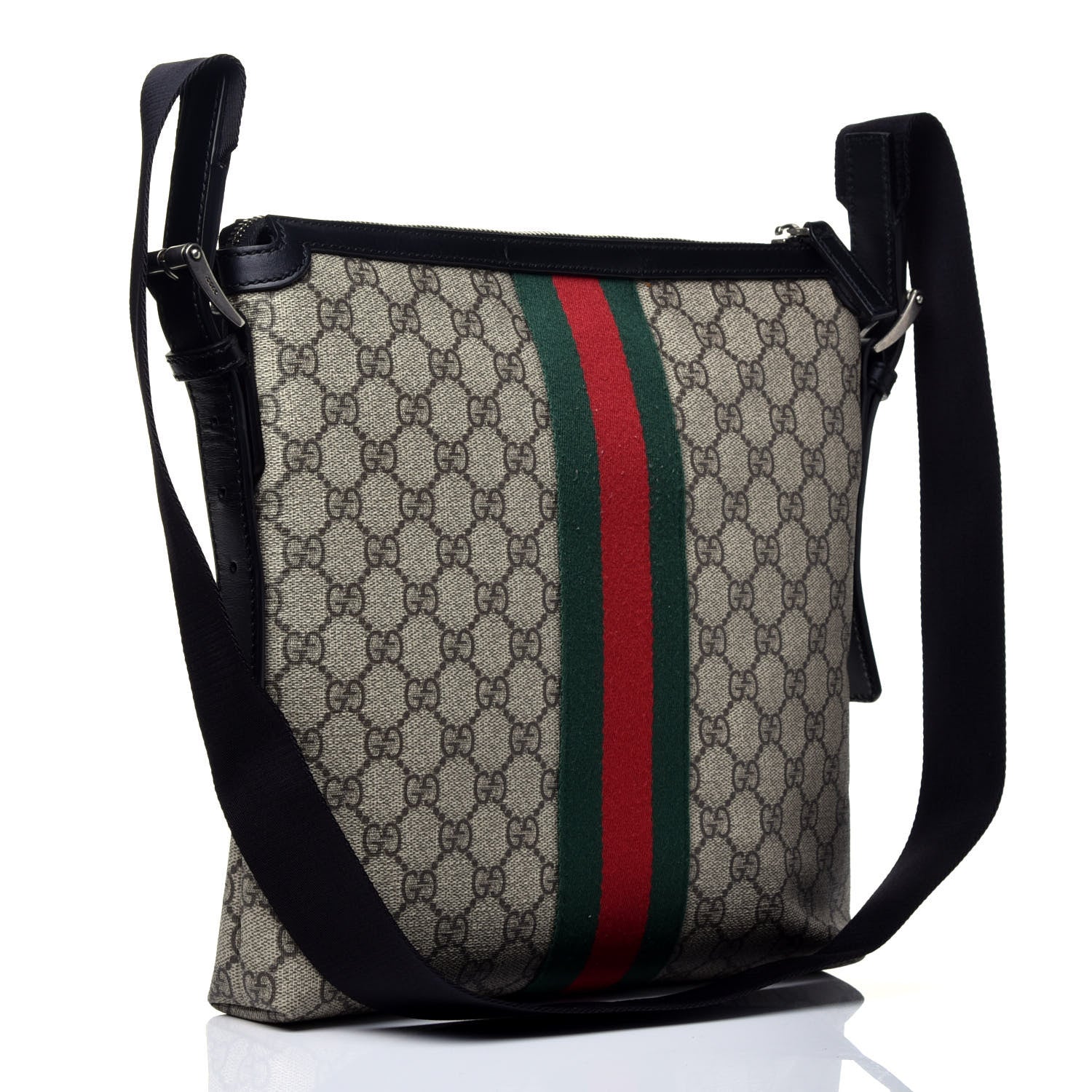Gucci GG Supreme Monogram Web Messenger Bag Black 3 of 9
