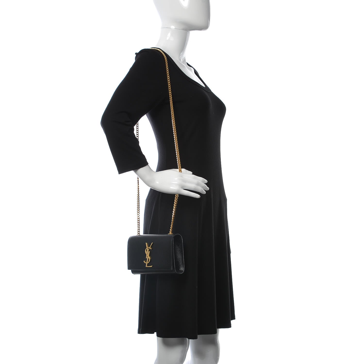 Saint Laurent Grain De Poudre Small Monogram Kate Satchel Black 2 of 9