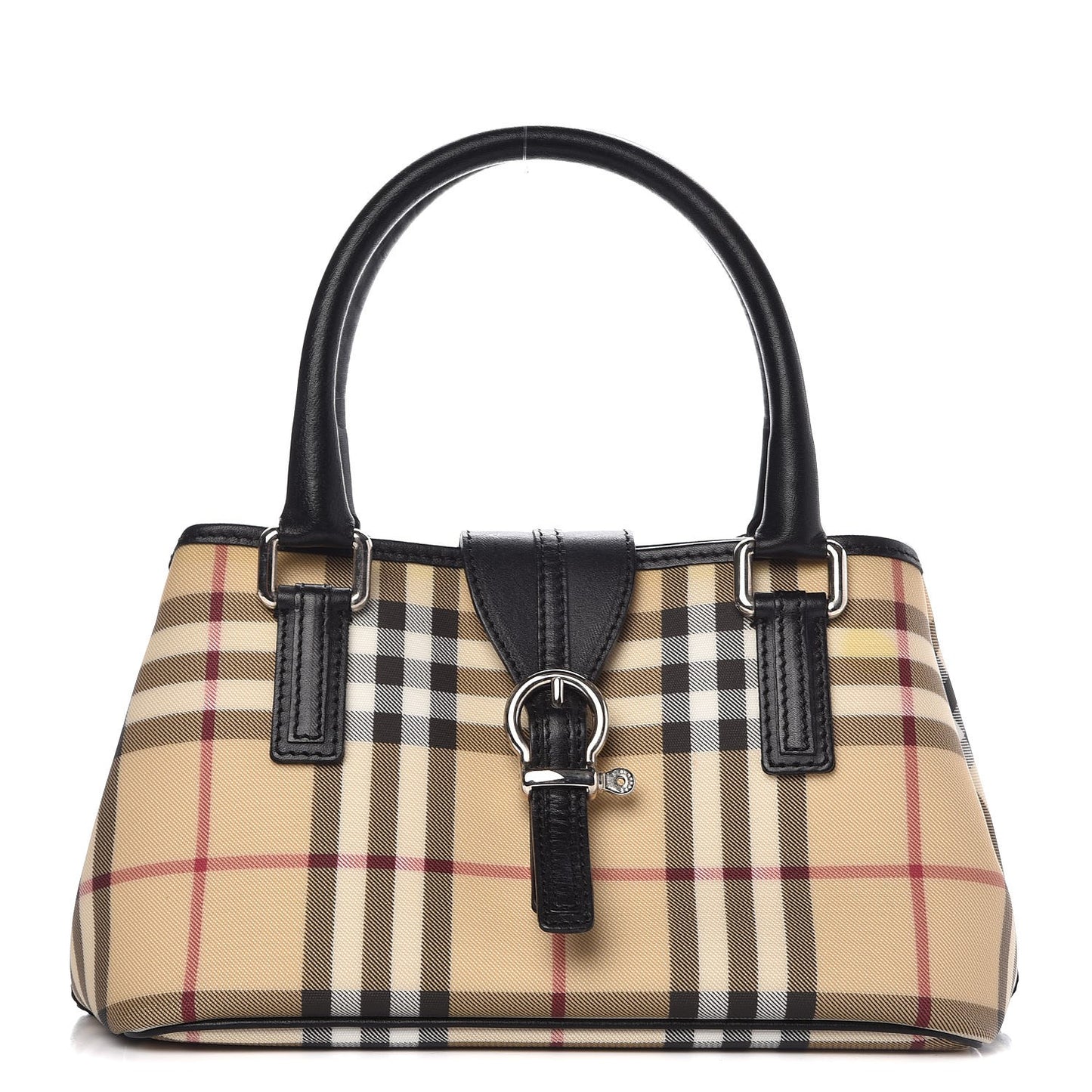 House Check Small Buckle Tote Black