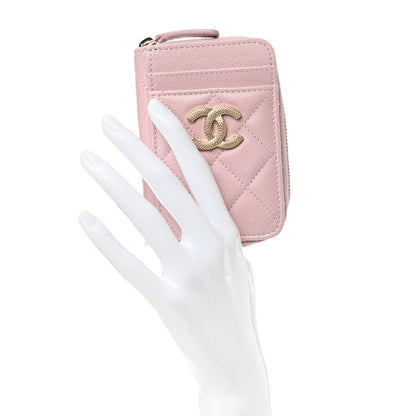 Chanel Caviar Quilted Zip Card Holder Pink 2 of 8