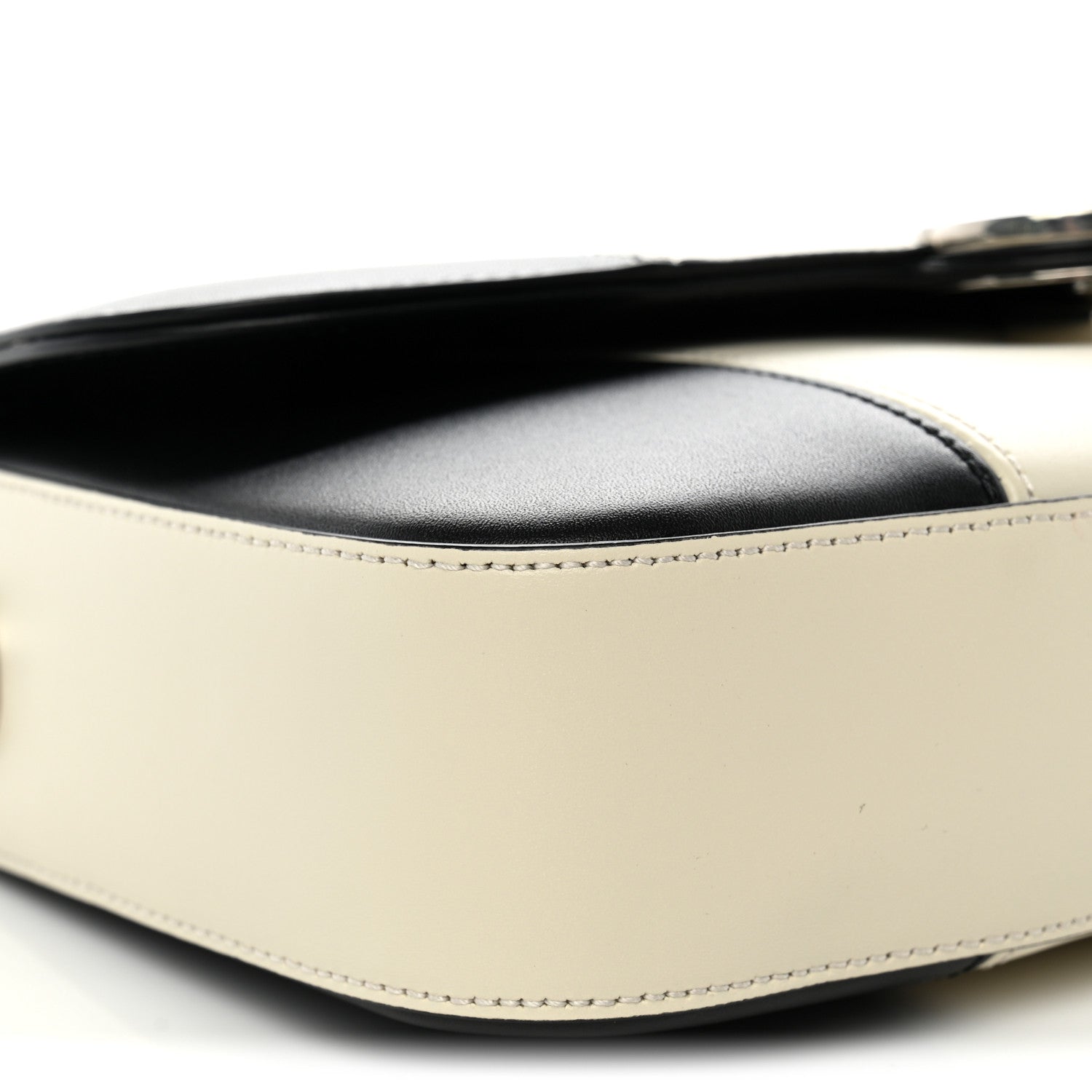 Gucci Senna Calfskin Lines Petite GG Top Handle Shoulder Bag Black Mystic White 9 of 10