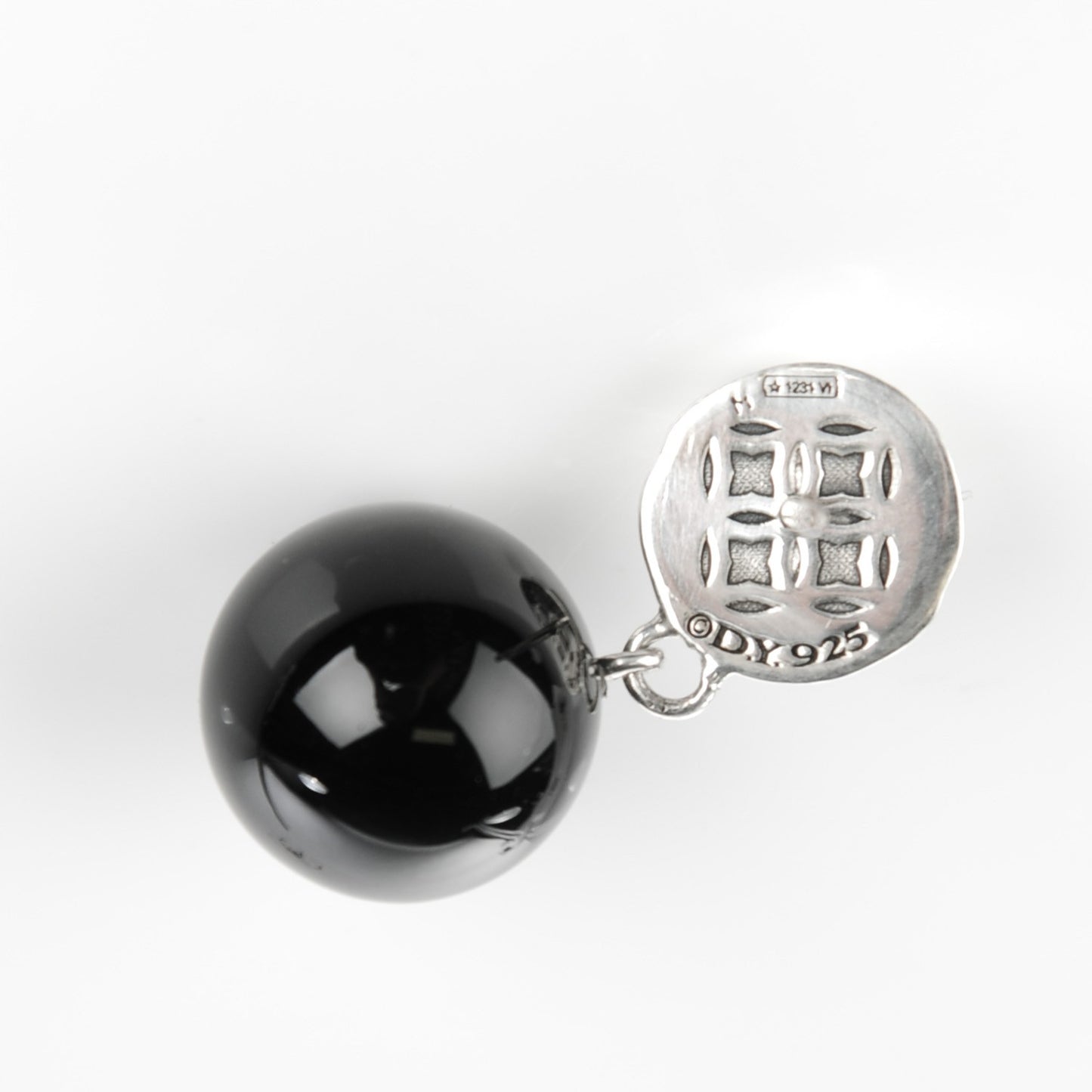 Sterling Silver Black Onyx 12mm Elements Drop Earrings