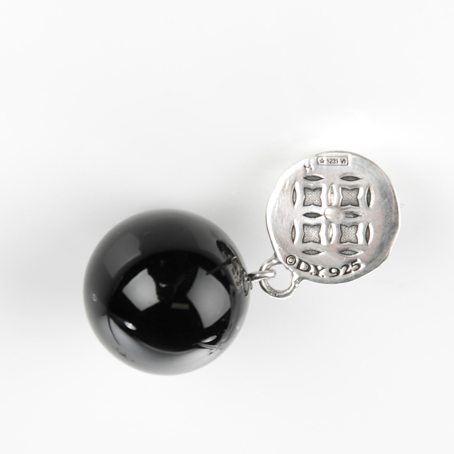 David Yurman Sterling Silver Black Onyx 12mm Elements Drop Earrings 4 of 4