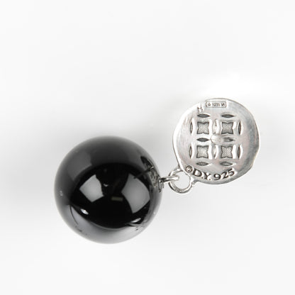 David Yurman Sterling Silver Black Onyx 12mm Elements Drop Earrings 4 of 4