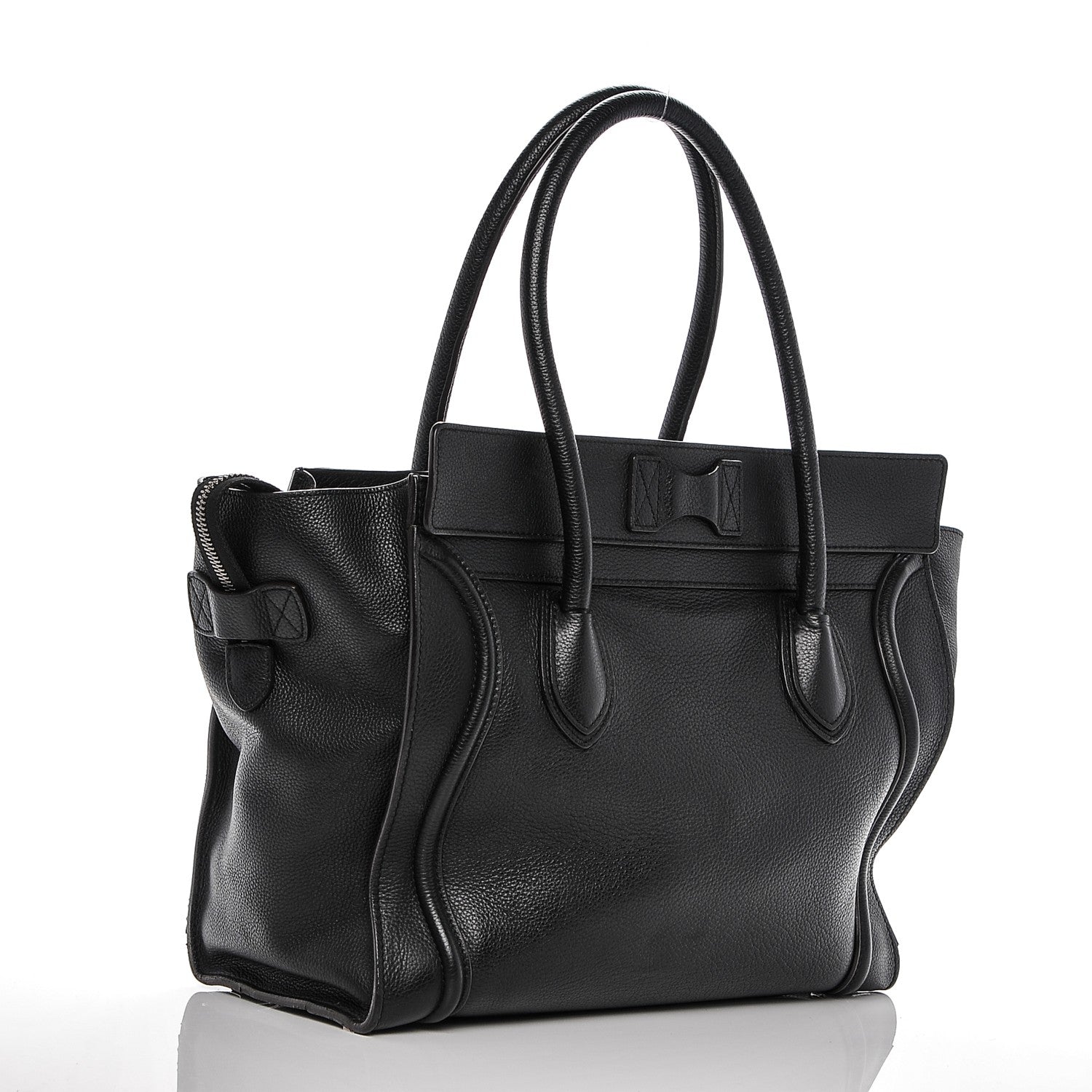 Celine Drummed Calfskin Shoulder Luggage Black 3 of 10