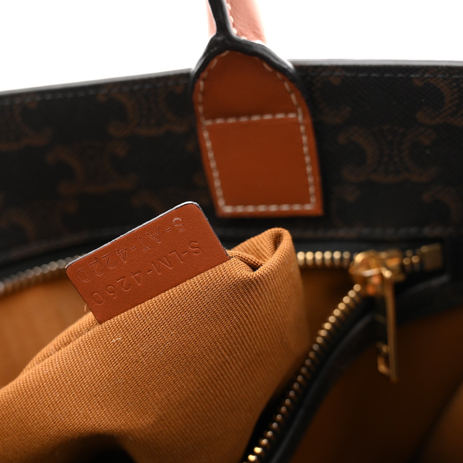 Celine Triomphe Canvas Calfskin Small Vertical Cabas Tan 1871617