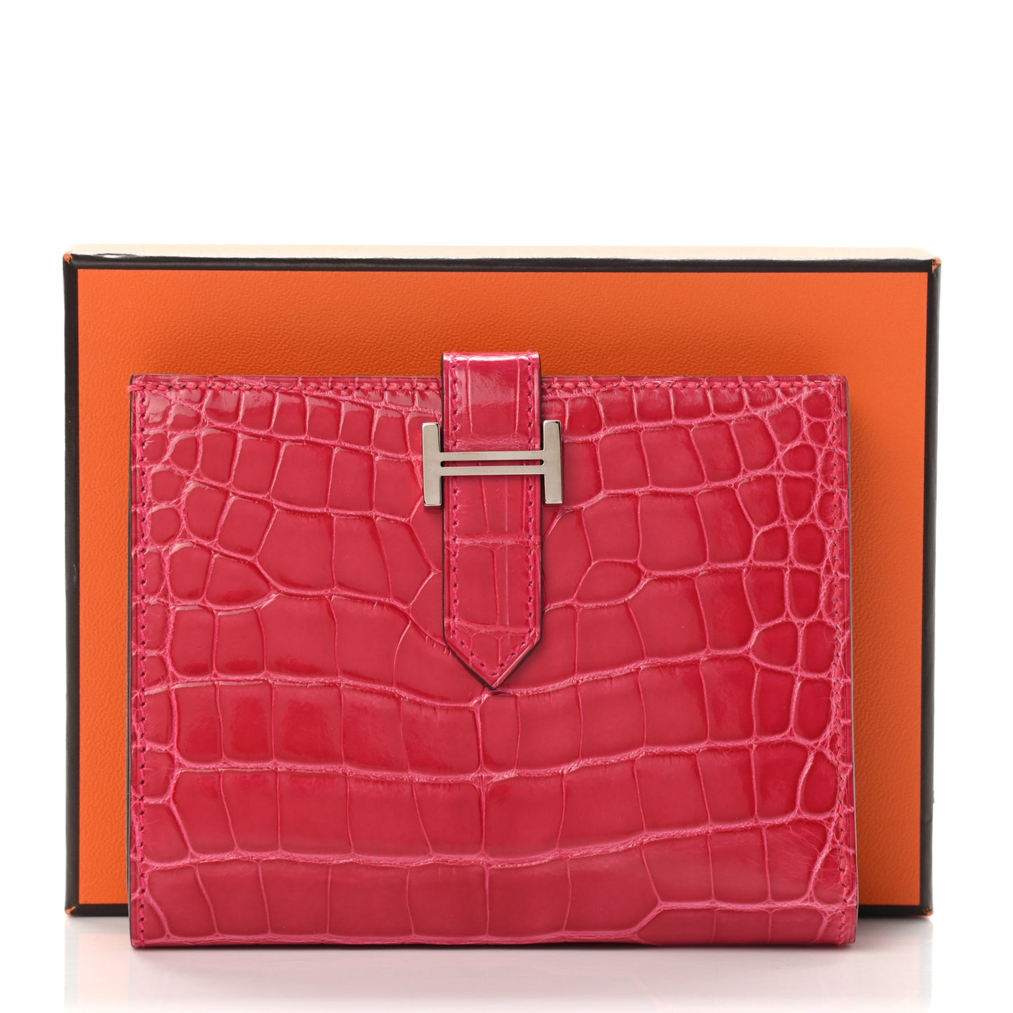 Shiny Alligator Bearn Compact Wallet Rose Extreme