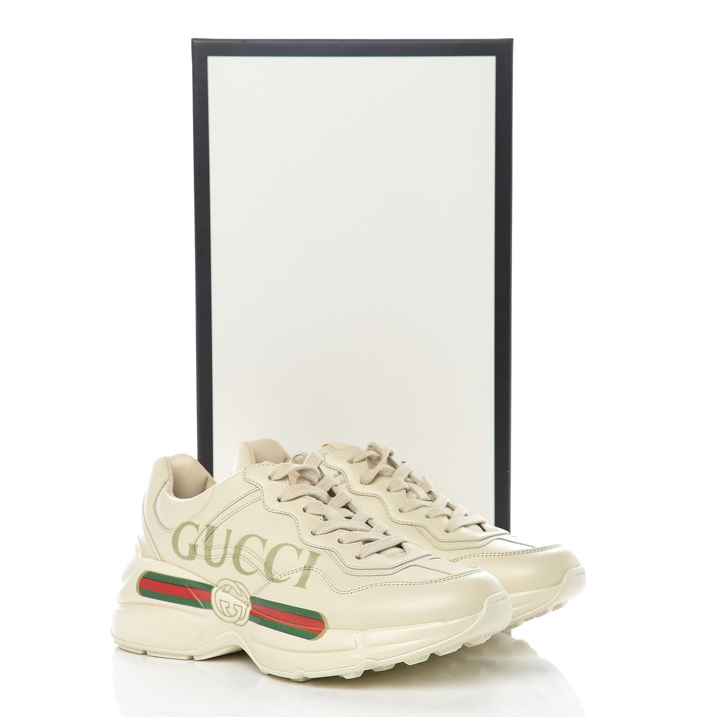 Calfskin Logo Womens Rhyton Sneakers 36 Ivory