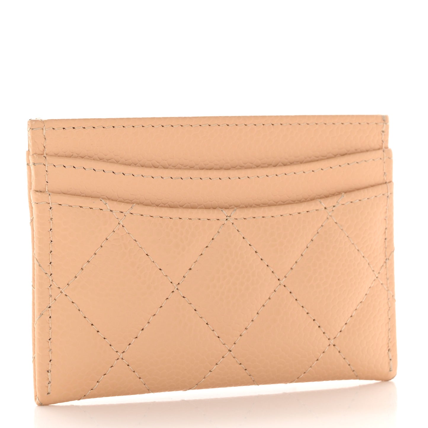 Caviar Quilted Card Holder Beige