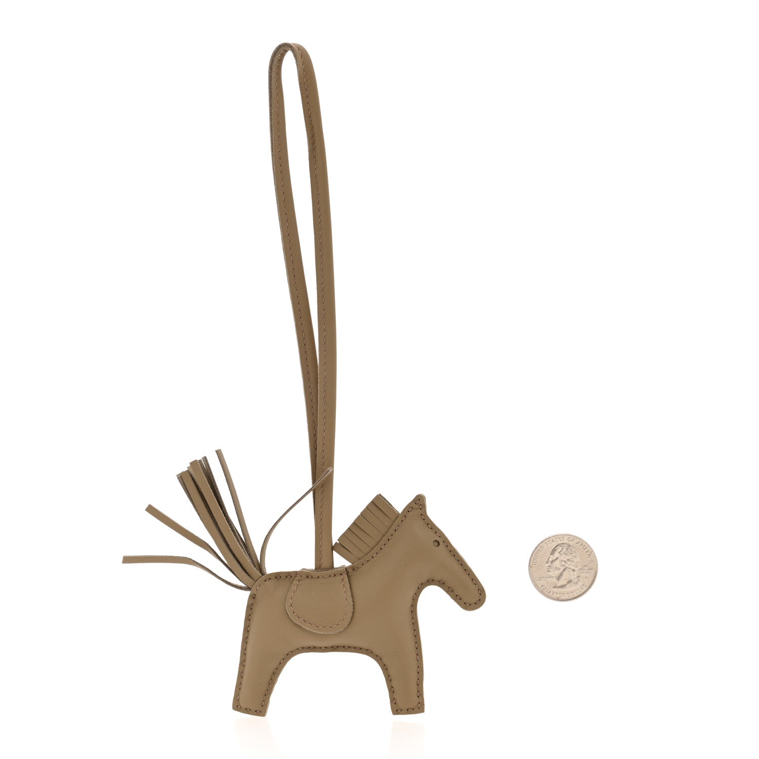 Hermes Milo Lambskin Grigri Rodeo Horse Bag Charm PM Beige Marfa 2 of 4