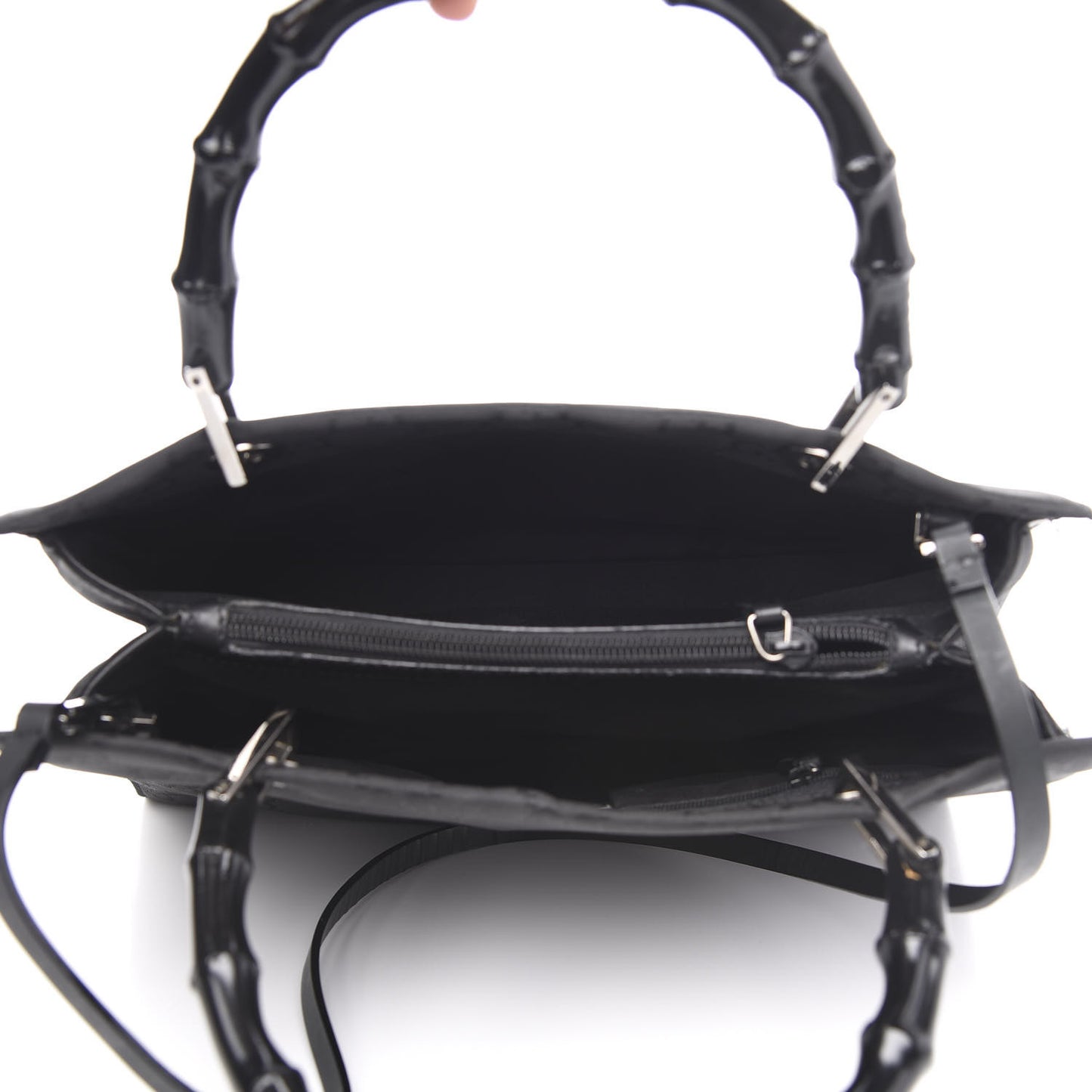 Nylon Monogram Bamboo Handle Bag Black