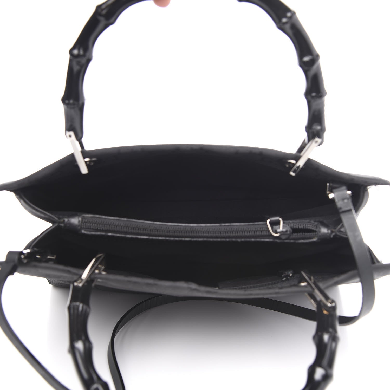 Gucci Nylon Monogram Bamboo Handle Bag Black 5 of 11