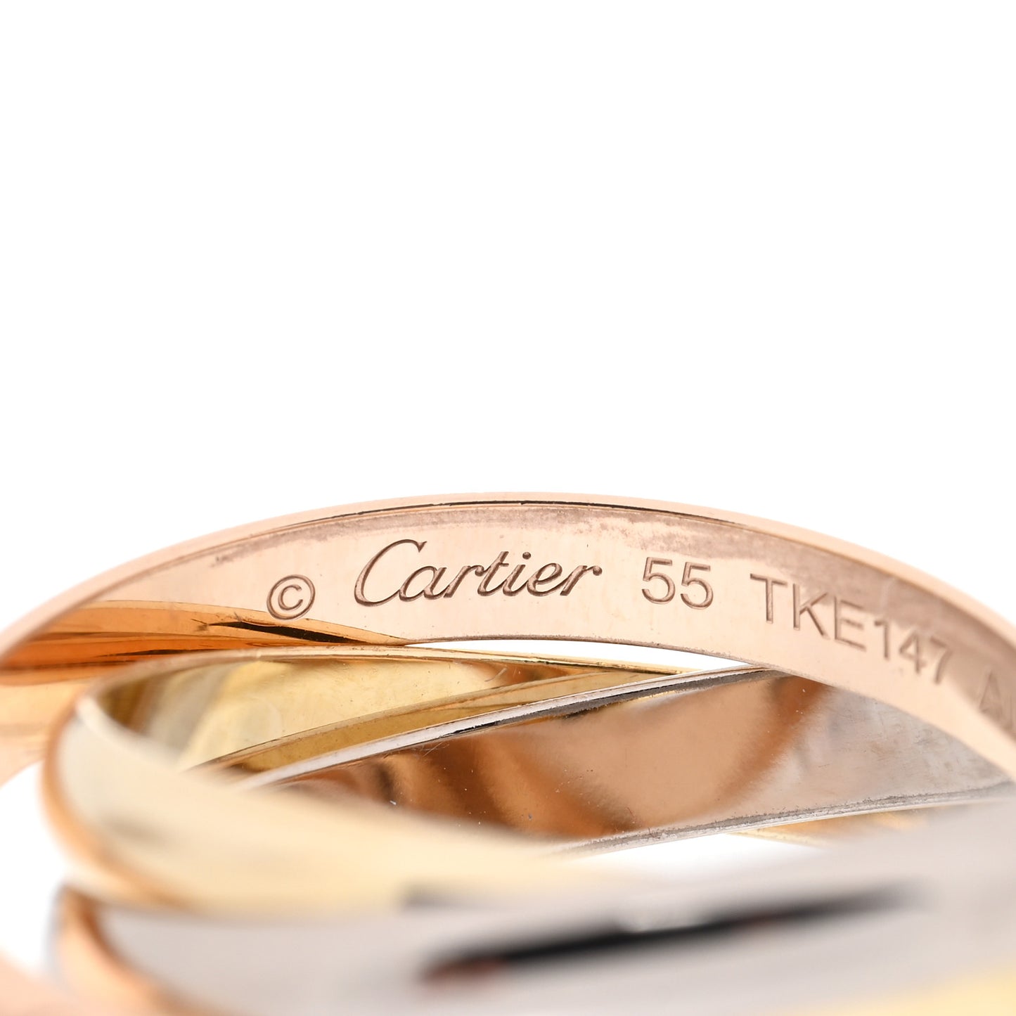 18K Pink Yellow White Gold Small Trinity Ring 55 7.25