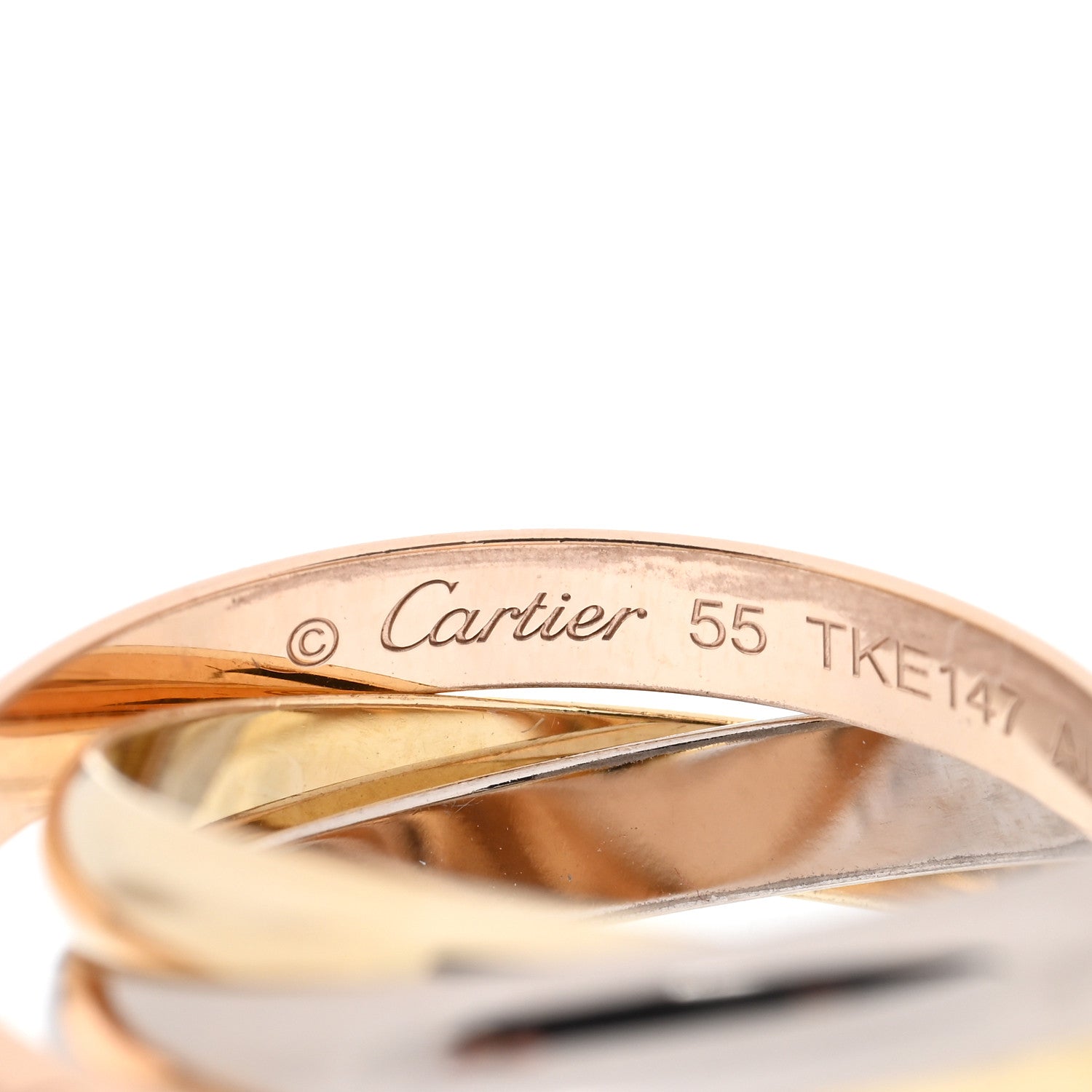 Cartier 18K Pink Yellow White Gold Small Trinity Ring 55 7.25 4 of 5