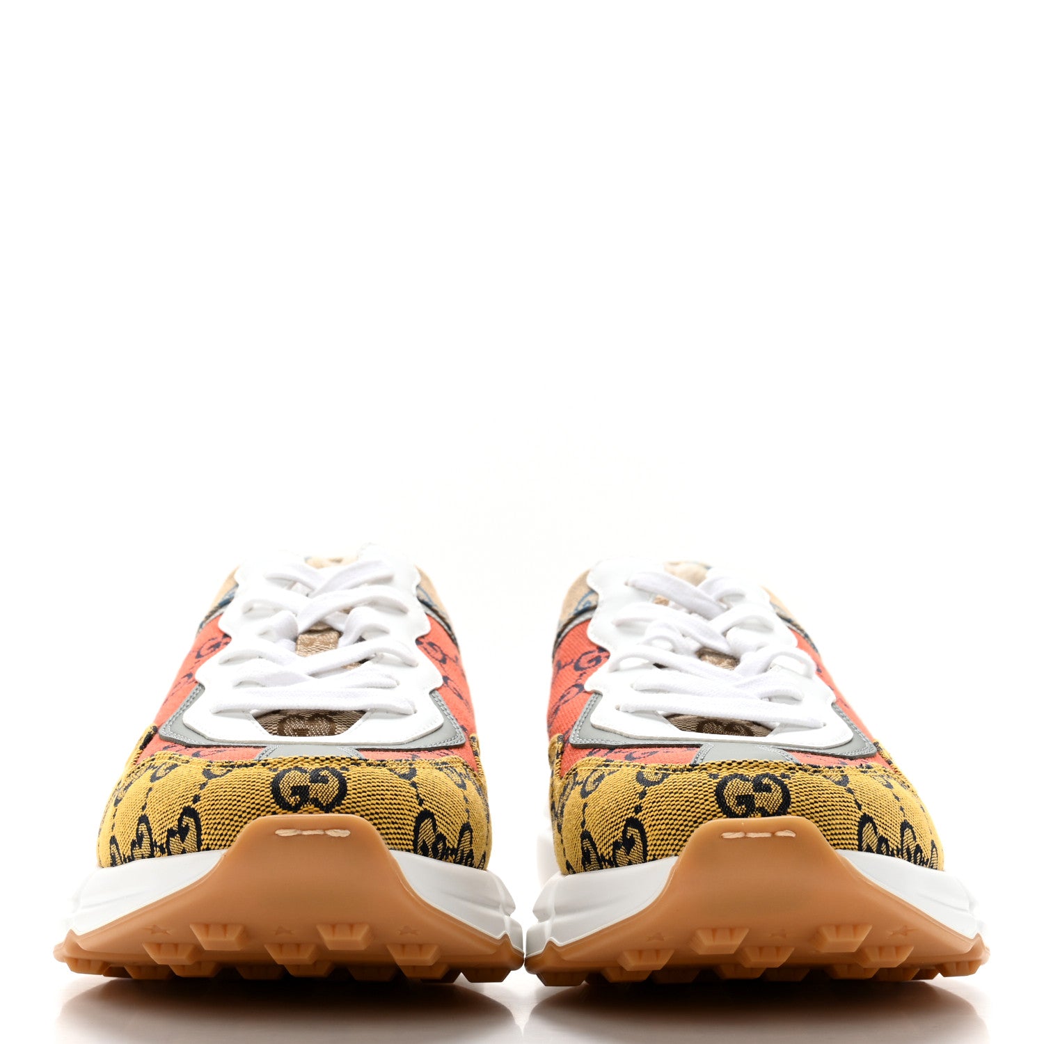 Gucci Monogram Multicolor Mens Rhyton Sneakers 8.5 Yellow Blue Great White Tabasco 2 of 11