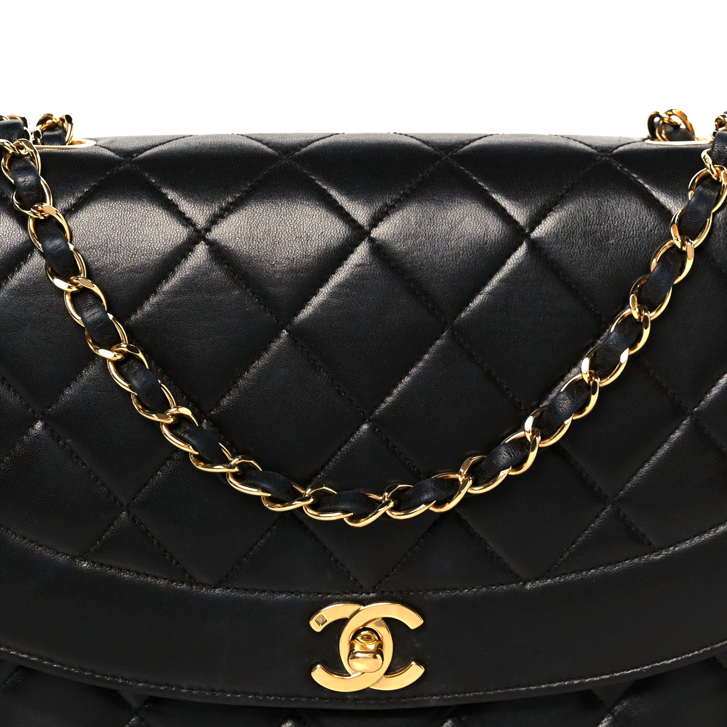 Lambskin Quilted Medium Single Flap Black