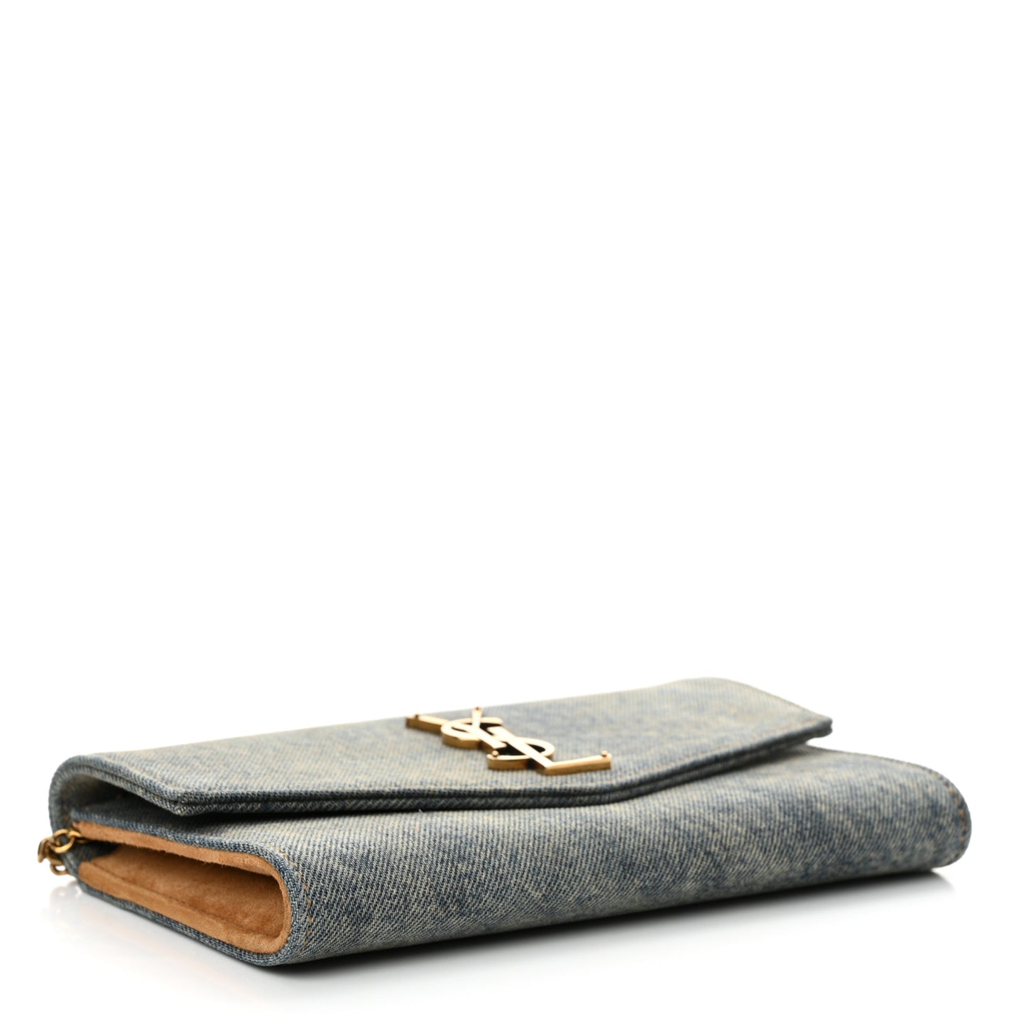 Denim Monogram Chain Wallet Rodeo Blue Cinnamon