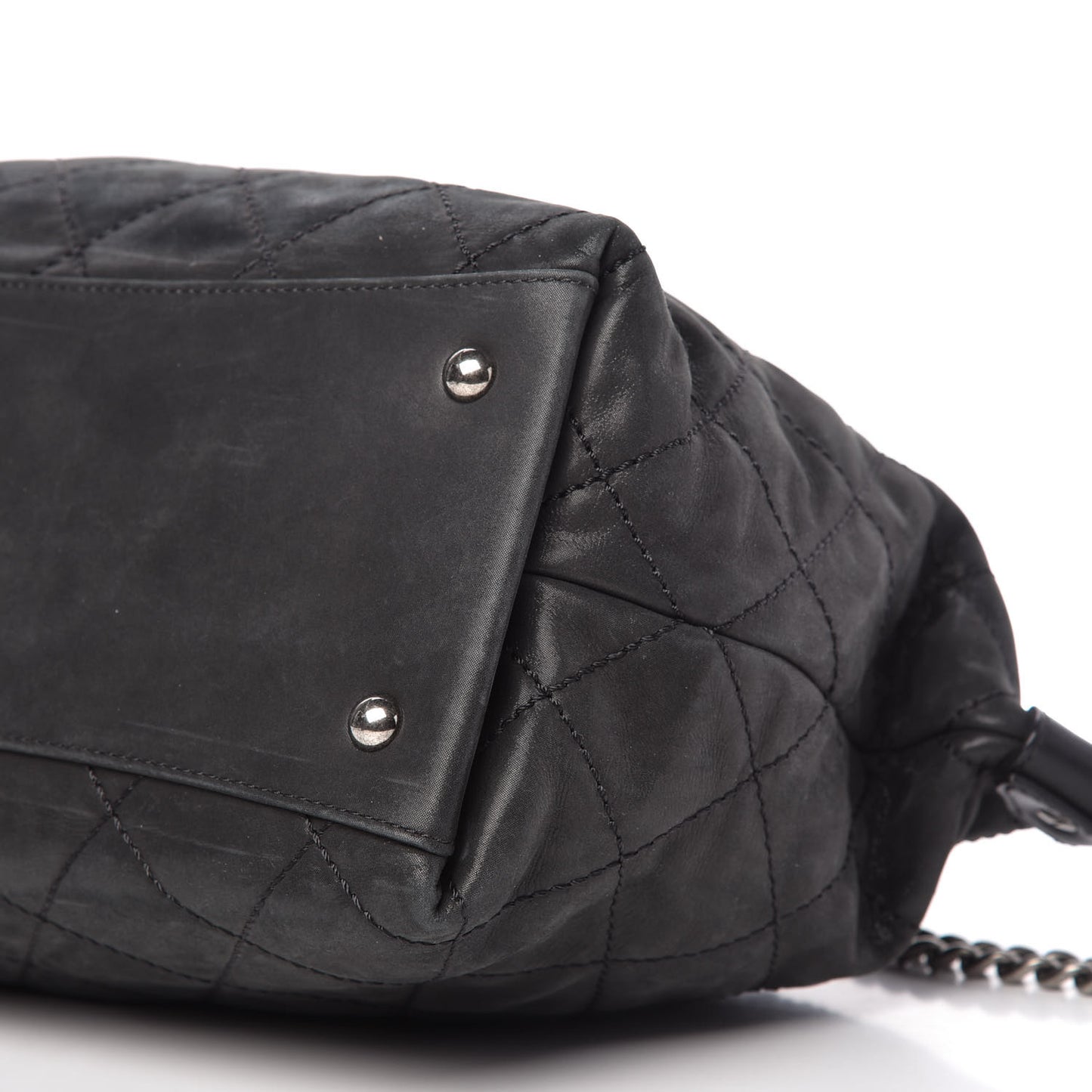 Iridescent Calfskin Quilted Coco Daily Shoulder Bag Black