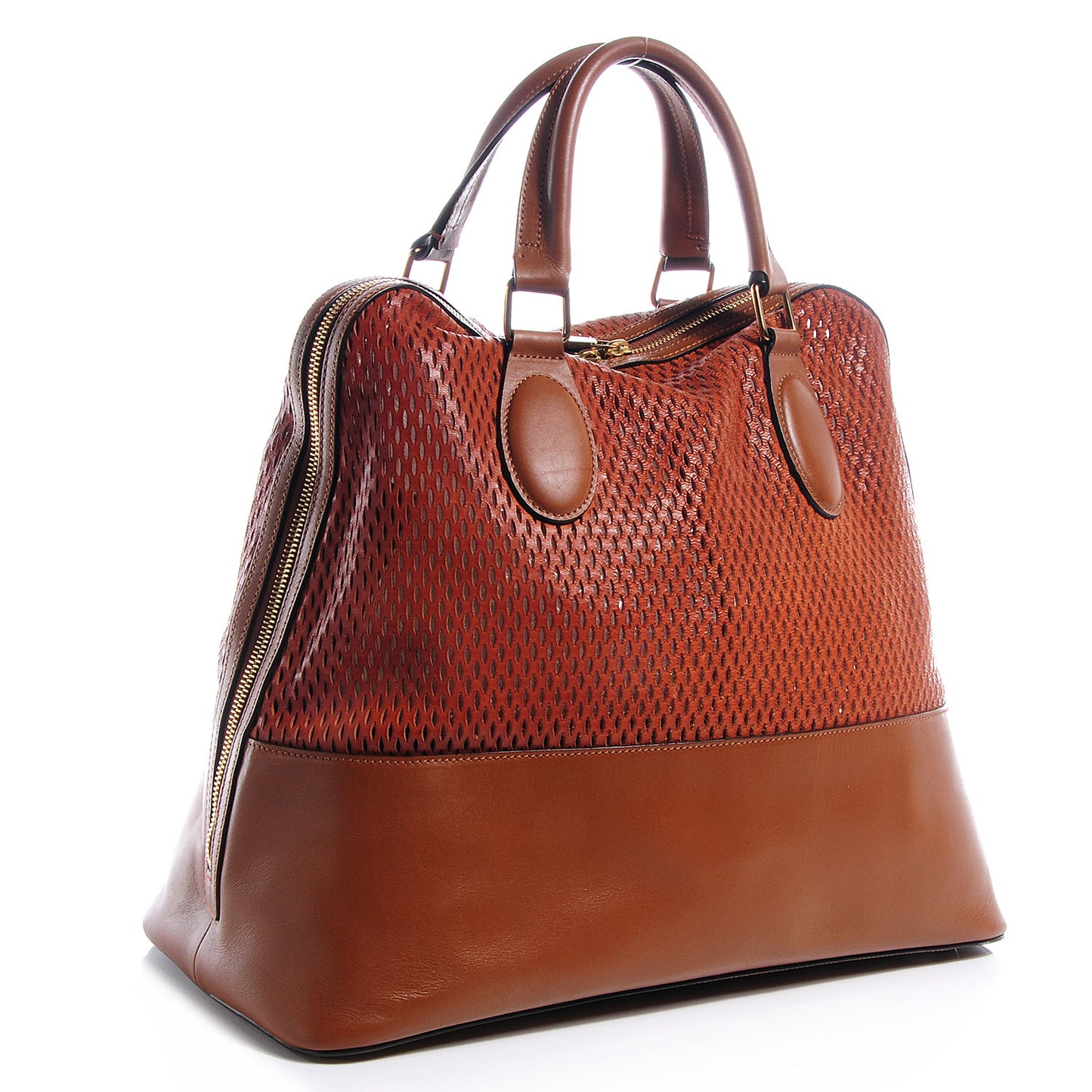 Lambskin Perforated Charlie Tote Caramel