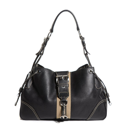 Prada Vitello Daino Stripe Shoulder Bag Nero Black 1 of 8