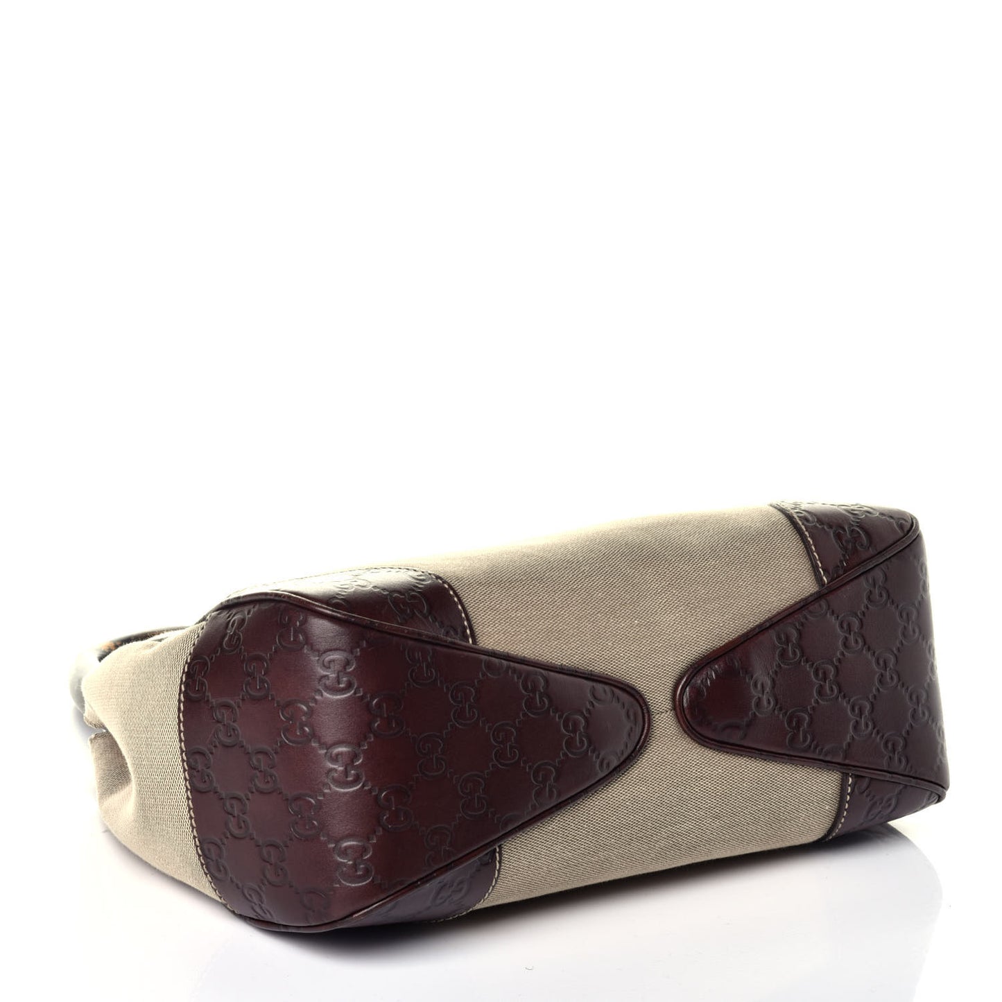 Canvas Guccissima Wooden Handle Shoulder Bag Brown
