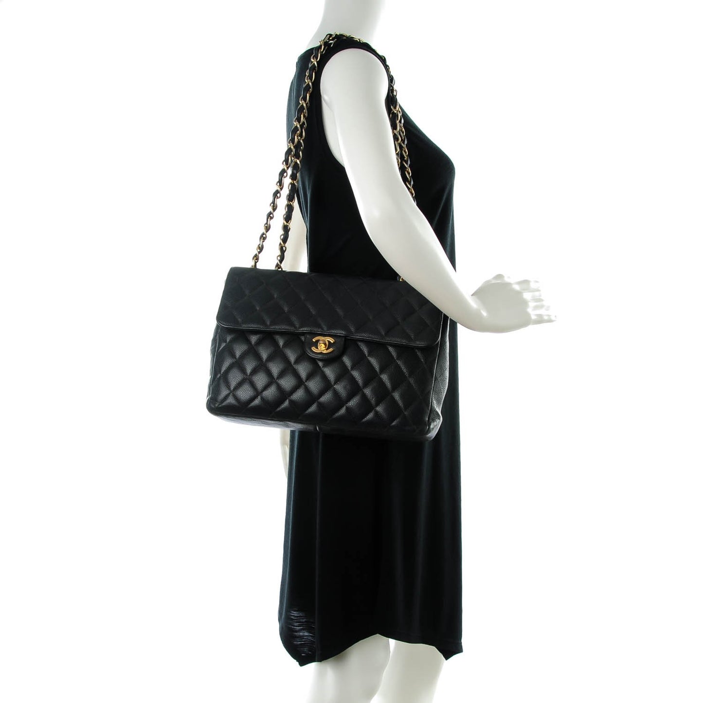 Caviar Quilted Jumbo Single Flap Black