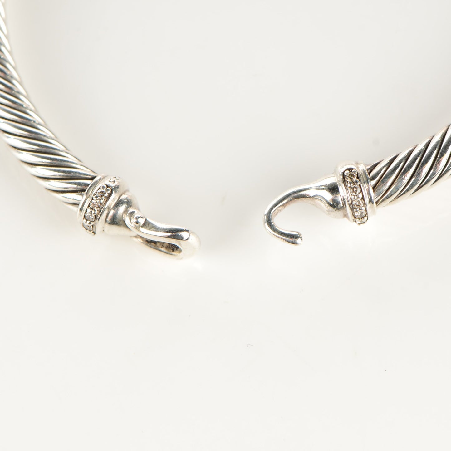Sterling Silver Diamond 5mm Cable Buckle Bracelet