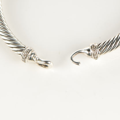 David Yurman Sterling Silver Diamond 5mm Cable Buckle Bracelet 5 of 5