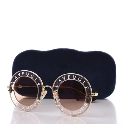 Gucci Metal L'Aveugle Par Amour Round Frame Sunglasses GG0113S Light Pink 8 of 8