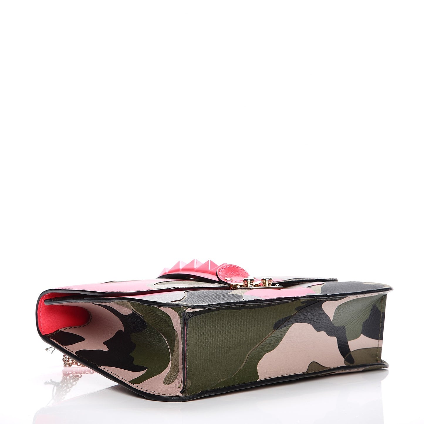 Nappa Canvas Camouflage Medium Glam Lock Rockstud Flap Fuxia Fluo