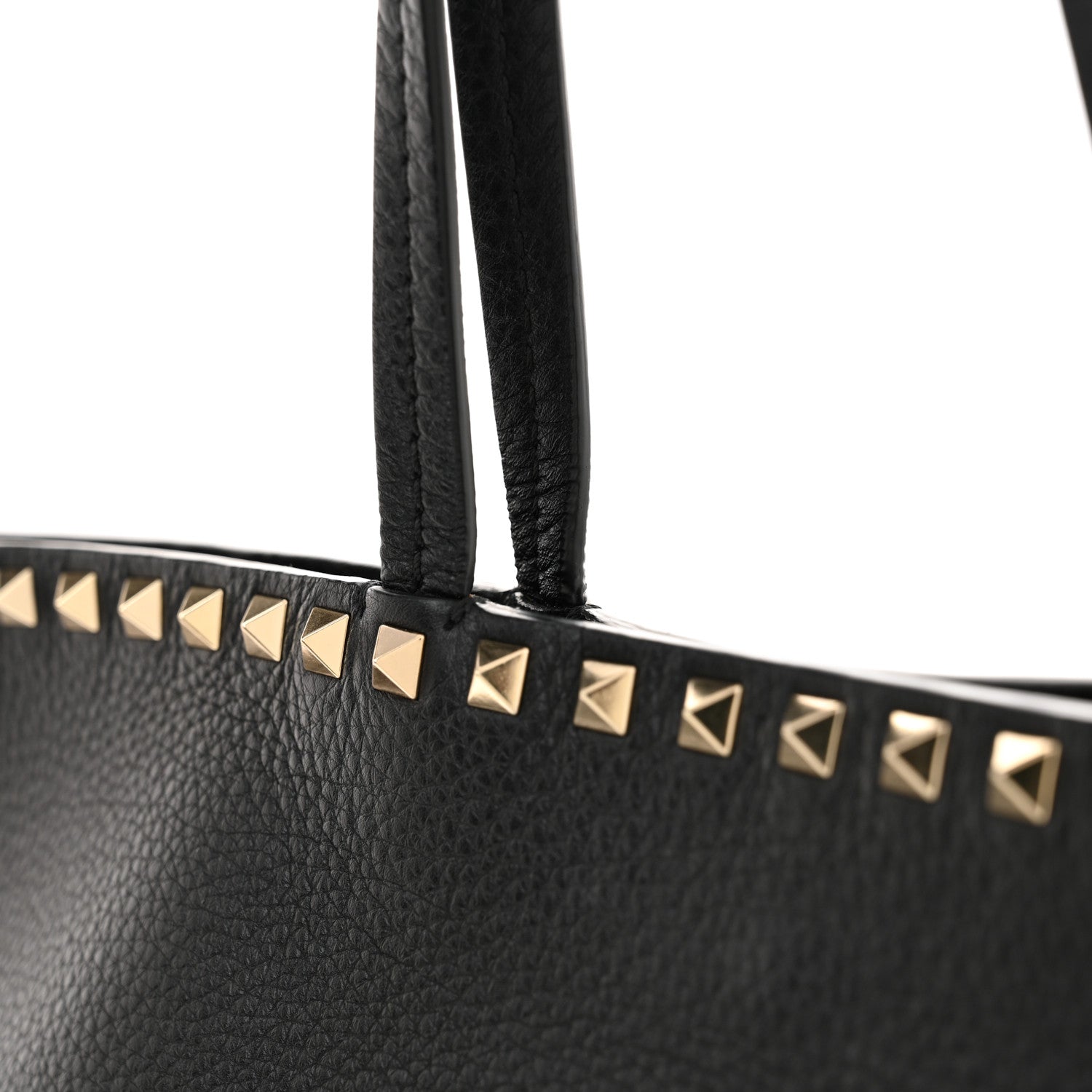 Valentino Garavani Grained Calfskin Rockstud Shoulder Tote Black 10 of 10