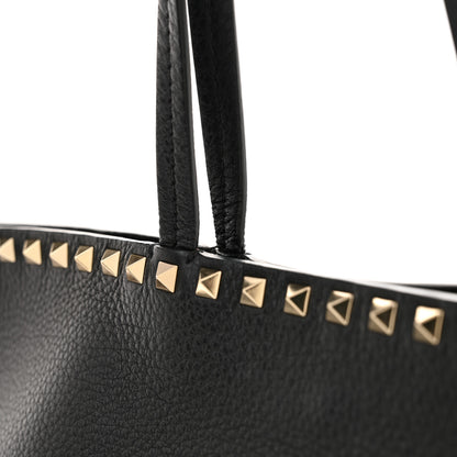 Valentino Garavani Grained Calfskin Rockstud Shoulder Tote Black 10 of 10