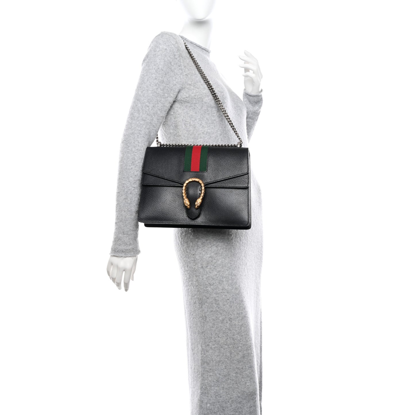 Calfskin Web Medium Dionysus Shoulder Bag Black