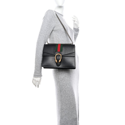 Gucci Calfskin Web Medium Dionysus Shoulder Bag Black 2 of 15