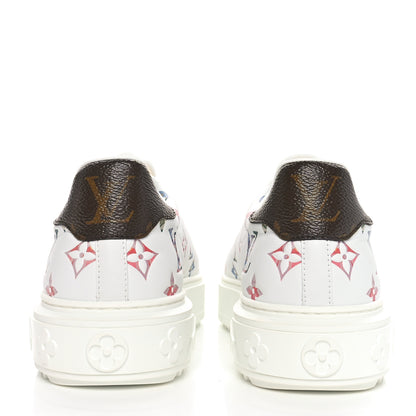 Louis Vuitton Lambskin Embossed Floral Monogram Time Out Sneakers 39 White 5 of 9