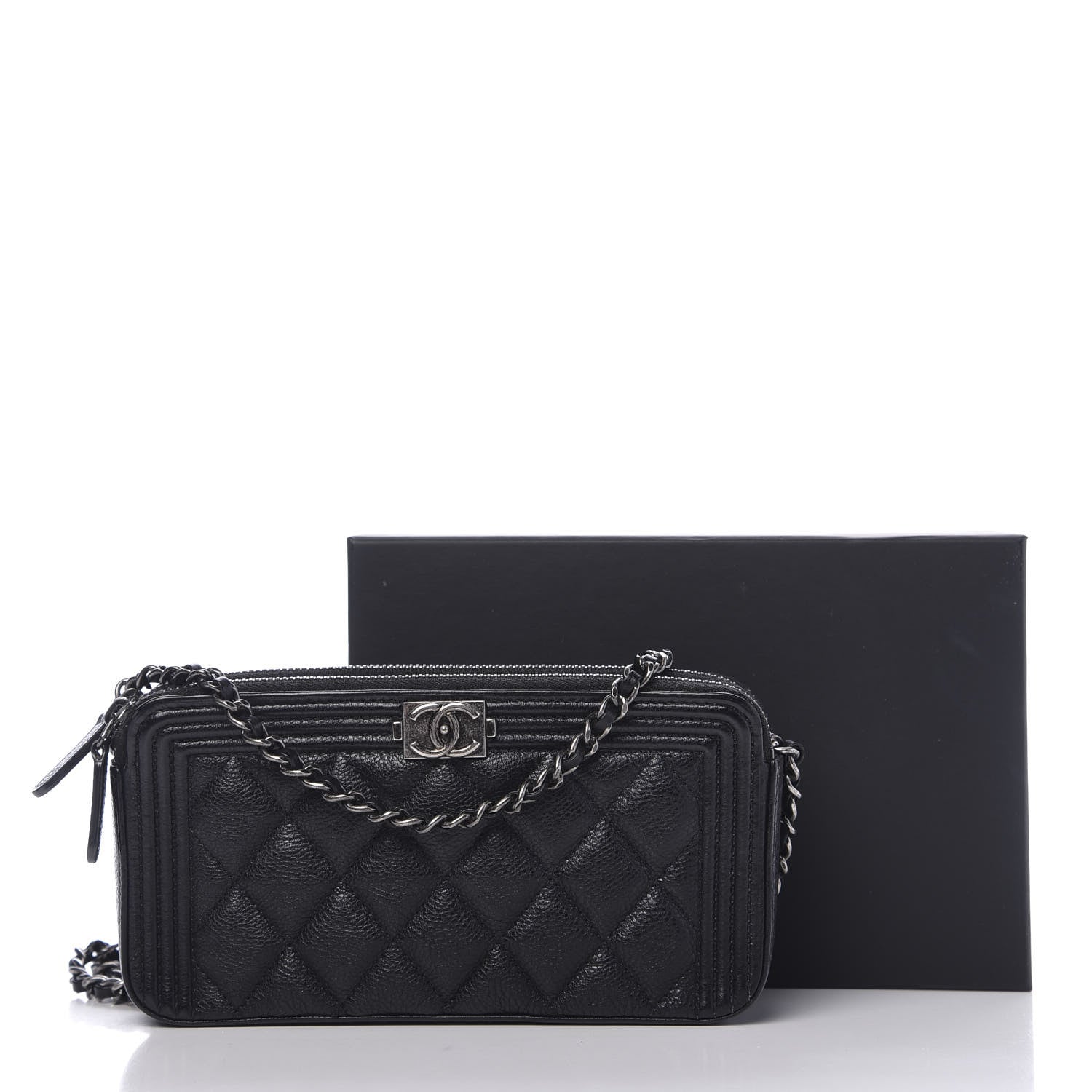 Chanel Caviar Quilted Small Boy Clutch With Chain Black 11 of 11