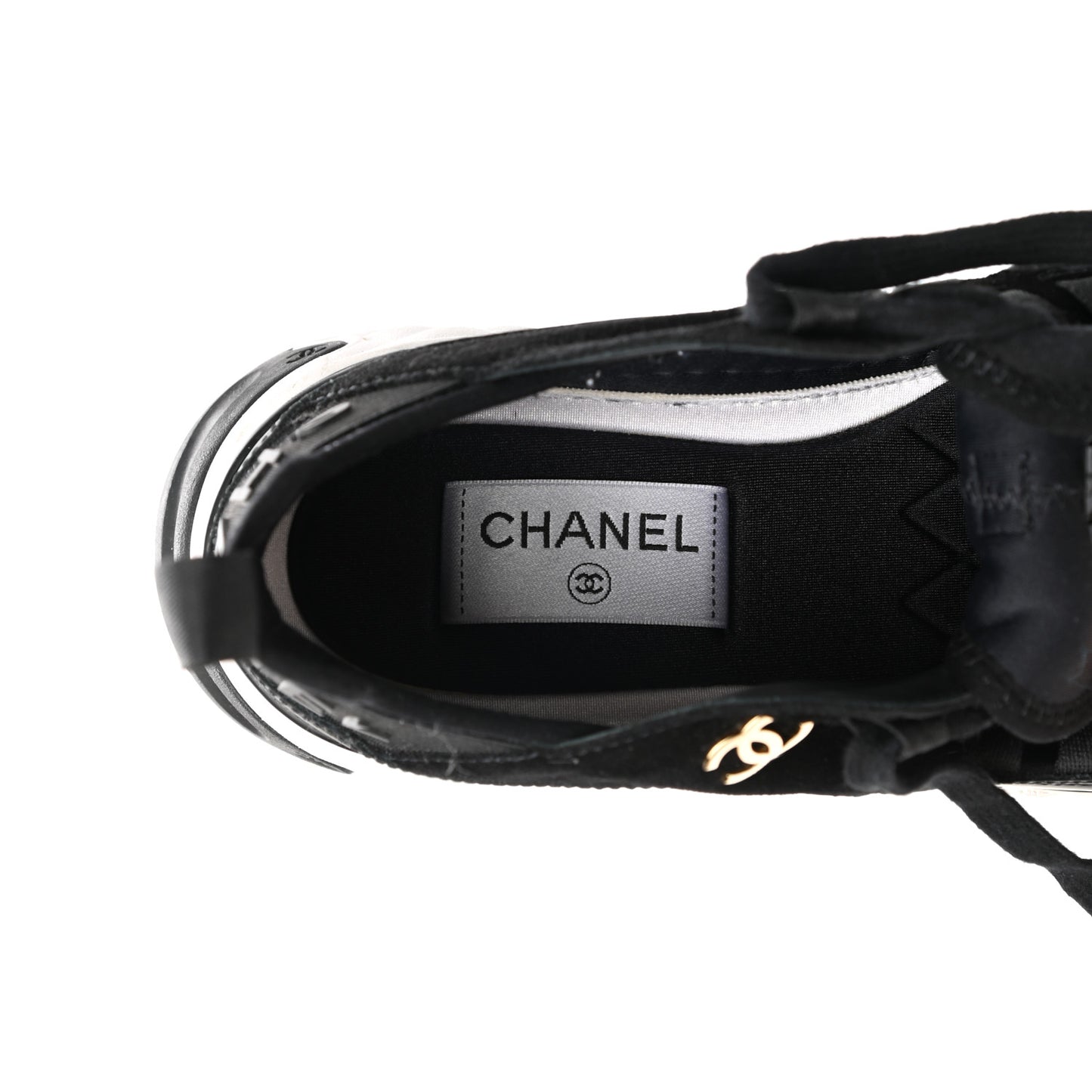 Velvet Calfskin Mixed Fibers CC Sneakers 36.5 Black