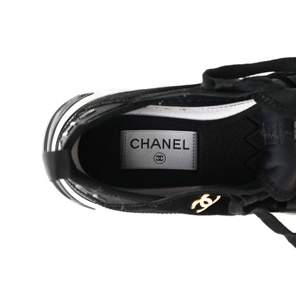 Chanel Velvet Calfskin Mixed Fibers CC Sneakers 36.5 Black 7 of 9