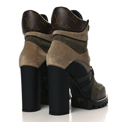 Louis Vuitton Suede Calfskin Monogram Star Trail Ankle Boots 39 Khaki 4 of 8