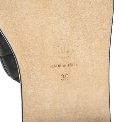 Chanel Lambskin Quilted Chain CC Sandals 39 Black 7 of 10