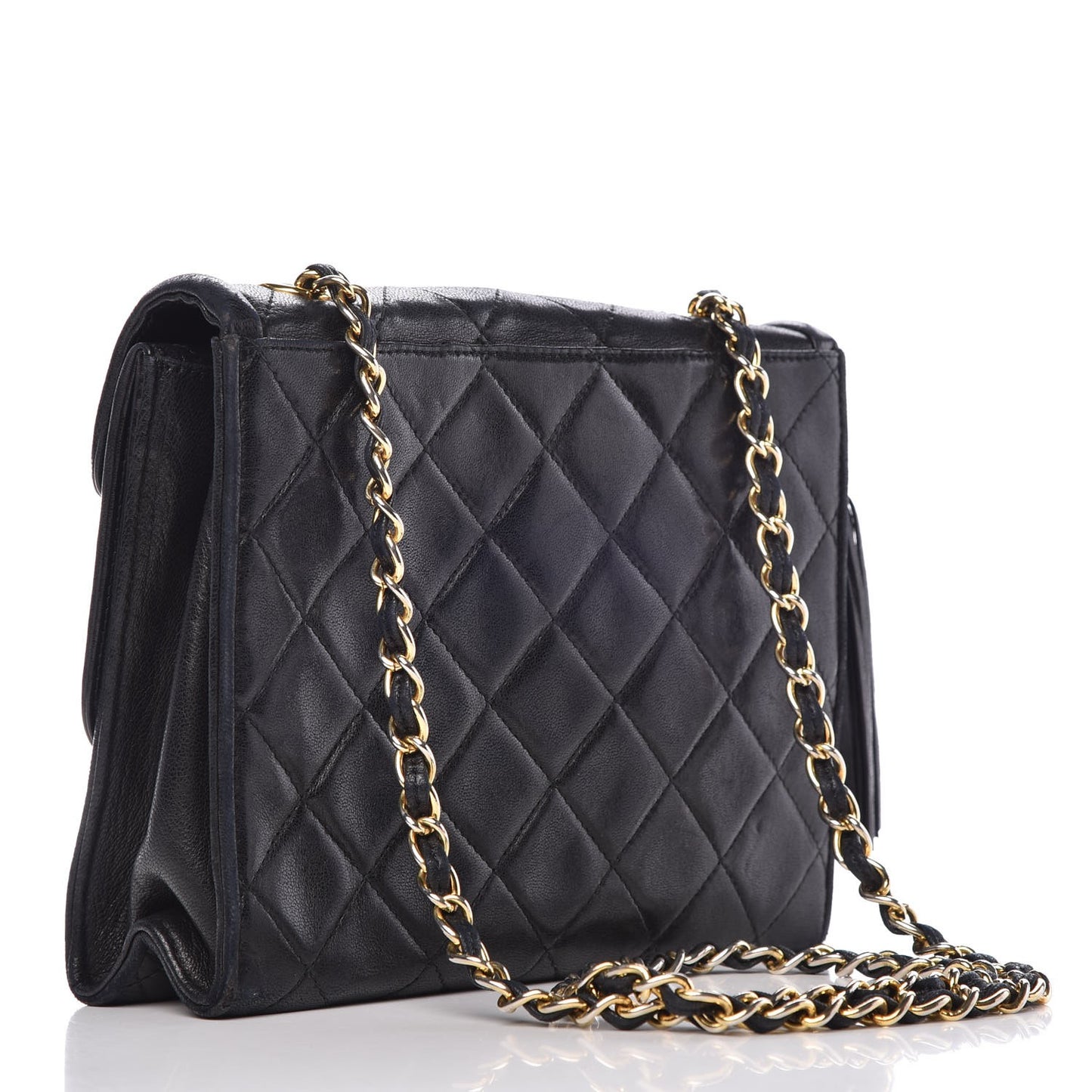 Lambskin Quilted Mini Diagonal Square Flap Black