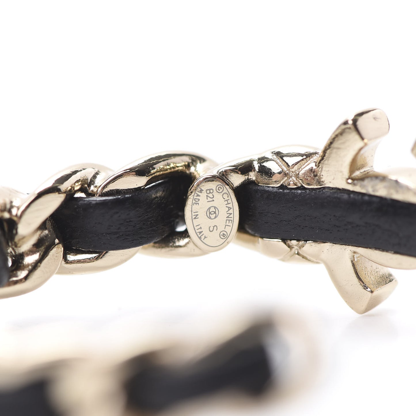 Lambskin CC Turnlock Chain Hoop Earrings Gold Black
