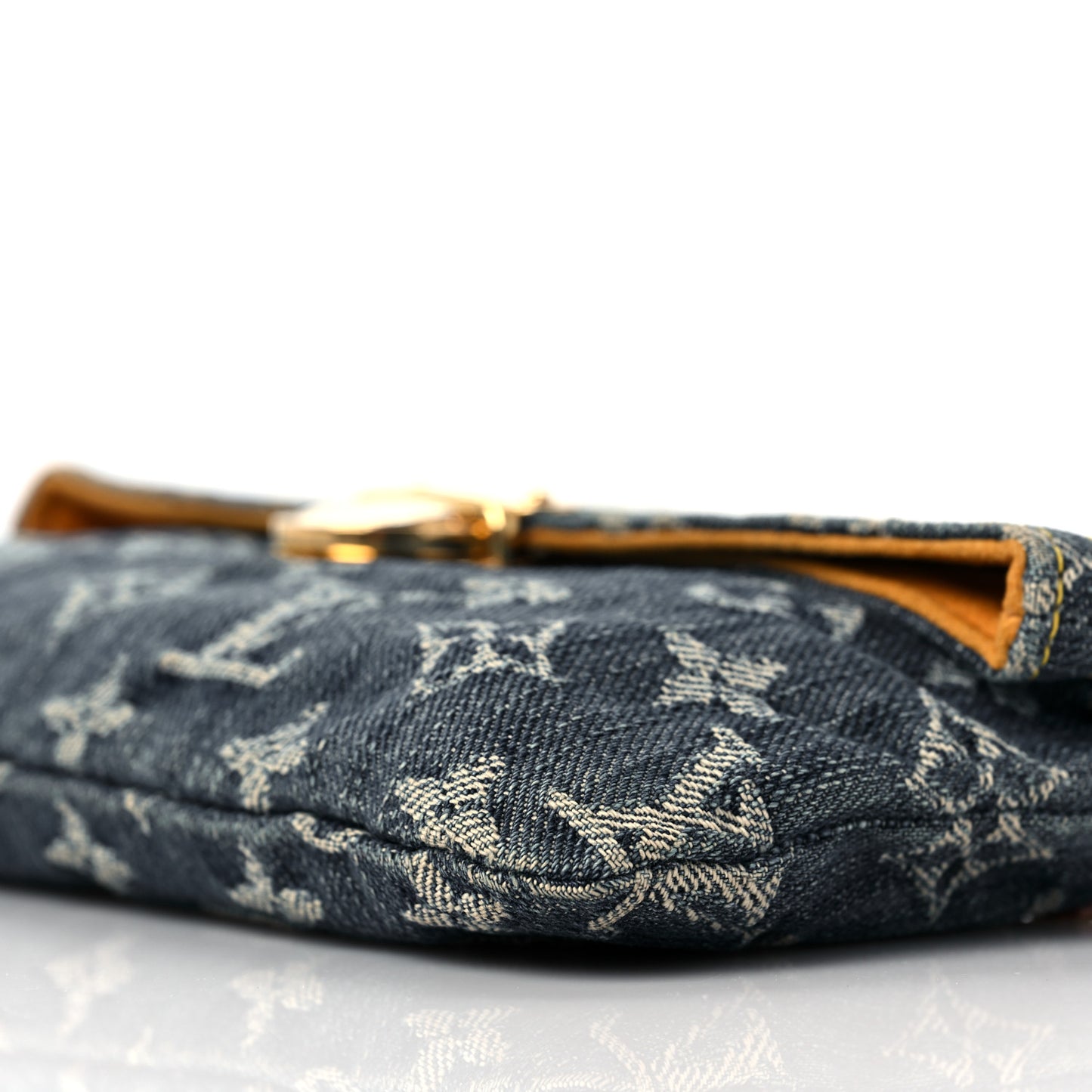 Monogram Denim Pochette Plat Clutch Blue