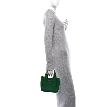 Prada Vitello Daino Soft Mini Dynamique Tote Verde 2 of 10