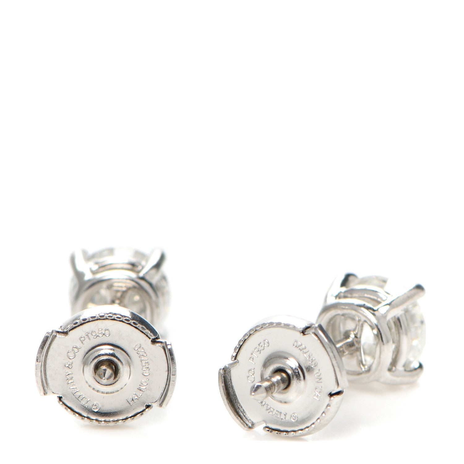 Tiffany Platinum Diamond 1.80ctw Solitaire Earrings 3 of 5