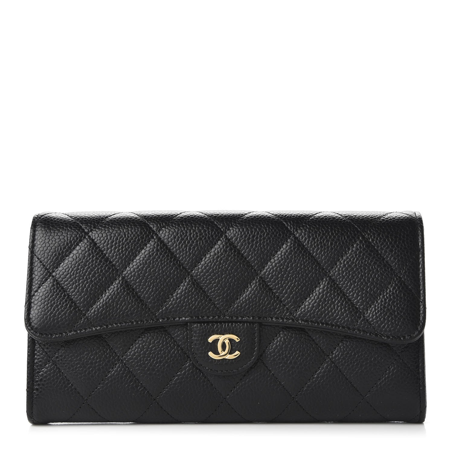 Chanel Caviar Quilted Large Gusset Flap Wallet Black 1 of 11