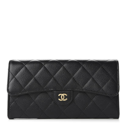 Chanel Caviar Quilted Large Gusset Flap Wallet Black 1 of 11